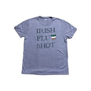 Old Navy Irish Flu Shot T-Shirt Men’s L Gray Cotton Ireland Graphic St. Patty’s